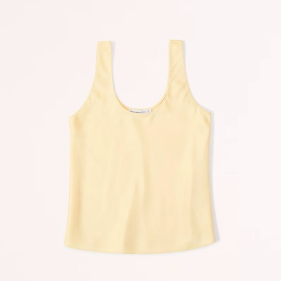 Abercrombie & Fitch Satin Scoopneck Cami in yellow BNWT - Picture 1 of 3